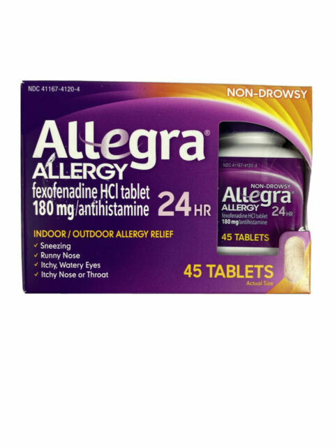 Allegra 24-hour Indoor and Outdoor Allergy Relief 180 mg - 45 Tablets Exp: 02/26