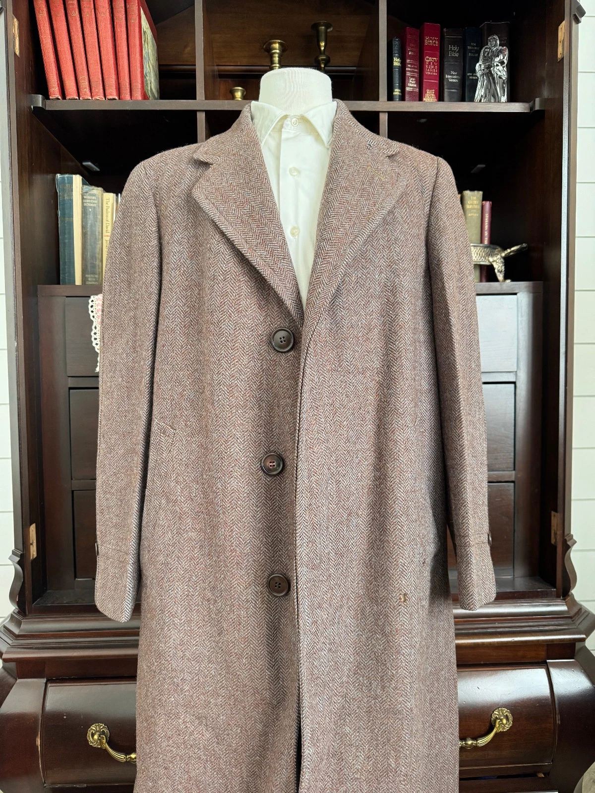 1930s 1940s VTG Brown Wool Tweed Overcoat 36R/37R AS-IS image 1