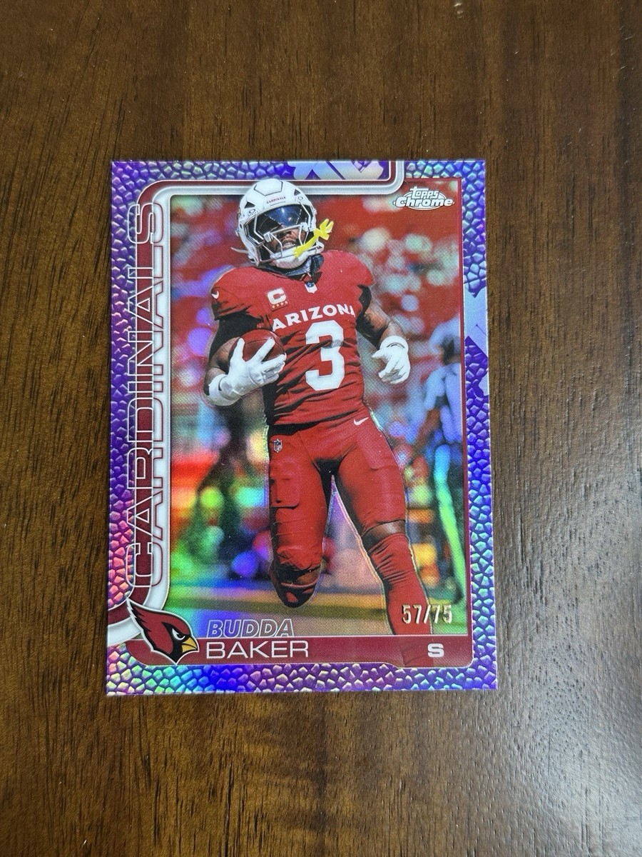 2025 Topps Chrome Football Budda Baker Purple Leather Redractor