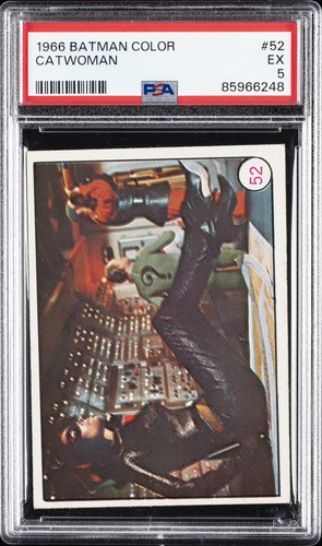 1966 Topps Batman Bat Laffs #52 Catwoman, the Riddler and Bluebeard — PSA 5
