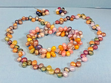 PM21 -stunning multi-colour genuine pearls earrings bracelet & necklace set