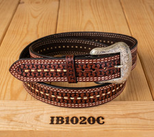 Ranger Belt Co IB1020C Western Chestnut Leather Belt Size 46 Rawhide CenterLaced