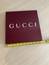 Gucci Glossy Burgundy Empty Gift Storage Box With Ribbon 11in Square