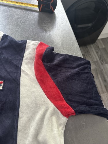 retro fila velour track Top Large Jacket Blue Red White 80s Casuals Vintage - Picture 5 of 6