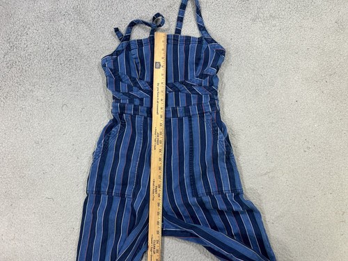 Anthropologie Jumpsuit Womens Size 6 Blue Striped Wide Leg Sleeveless Overalls - Picture 8 of 16