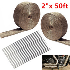 2 Rolls 2x 50ft Thermal Header Pipe Tape Titanium Lava Exhaust Wrap 20 Ties Kit 2 Rolls 2x 50ft Thermal Header Pipe Tape Titanium Lava Exhaust Wrap 20 Ties Kit