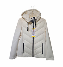 DKNY Women's White Hooded Full Zip Jacket w/ Zipped Pockets Size S