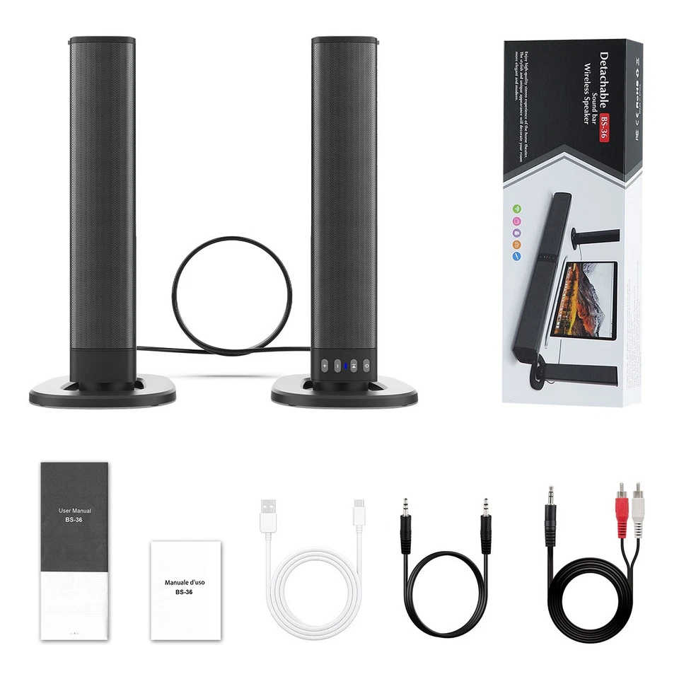 2-in-1 Detachable Soundbar Home Theater TV Speaker Bass HDMI RCA/TWS/AUX /FM - Image 4 of 4