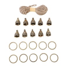 Pure Copper Bells Small Crafts Bells 10 Pcs Multipurpose With 10M Jute Rope