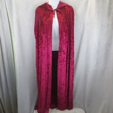 Full-Length Hooded Velvet Cape Burgundy Wine Cloak Cosplay Costume Adult Themed