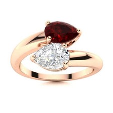 925 Silver Natural Garnet Engagement Band Wedding Mother Ring Jewelry