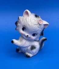Vintage Big Eye Kitsch Cat Figurine - 1950s Nashville TN Souvenir Kitten