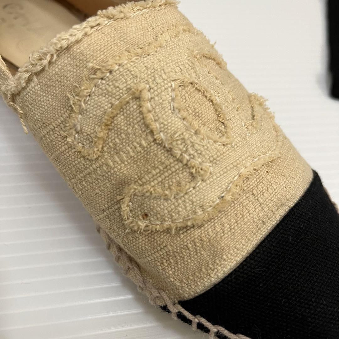 Chanel Espadrills Flats Shoes Coco Mark Fabric Beige Size 36 US About6 Women thumbnail 7