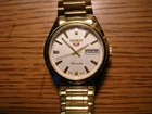 VINTAGE SEIKO 5 AUTOMATIC 21j GOLD PLATED WATCH AND BAND DAY DATE RESTORED