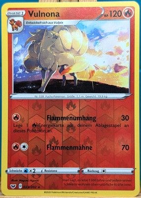 POKEMON - Schwert & Schild - Vulnona - 023/202 - REVERSE HOLO - deutsch