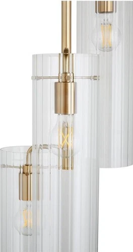 Modern Aged Brass Pendant Light with Glass Shades - Picture 2 of 2