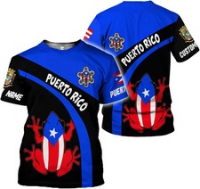 Personalized Puerto Rico Patriotic Shirt , Puerto Rico Flag Jersey Shirt S-5XL