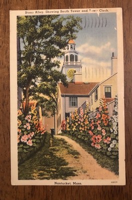 Stone Alley, Showing South Tower & Town Clock, Nantucket, MA. (WP13)