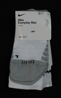 Nike Unisex Everyday Max Crew Sock 3-Pack White/Gray Medium Asst SKU/Contents