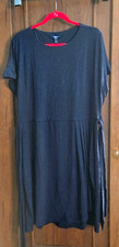 Chaps Woman's Crewneck Knit Dress Navy Blue with Waist Tie XL