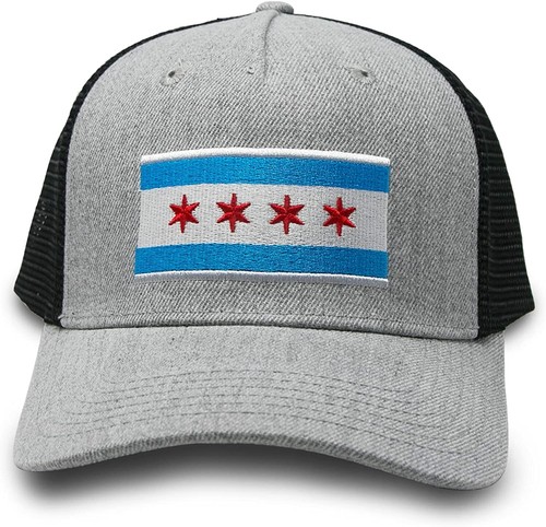 Baseball Cap Trucker Hat Snapback Closure Chicago Grey Flag Embroidered Patch - Picture 3 of 4