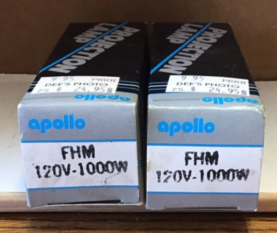 Apollo Projection Lamp Bulb FHM 120V 1000W - Lot Of 2 -- (B47)