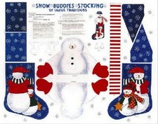 35" Fabric Traditions Panel - Christmas Snow Buddies Stockings