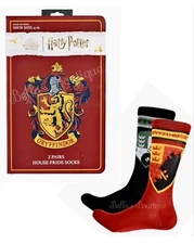 NEW HARRY POTTER GRYFFINDOR 2 PAIRS HOUSE PRIDE CREW SOCKS GIFT SET. SZ  4-10  