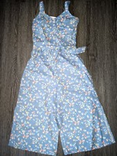 Girls justice cropped jumpsuit size 12 blue floral