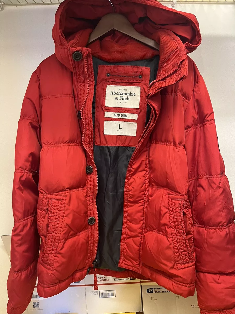 Abercrombie & Fitch Jacket Coat Adult Large Hooded Red Full Zip