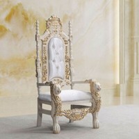 Casa Padrino Luxus Barock Thron Sessel Mit Glitzersteinen Weiß / Creme / Gold