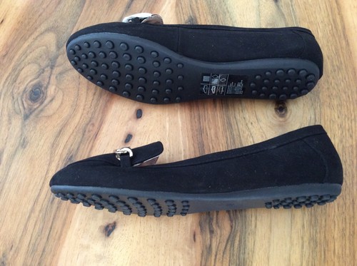 H&M Damen Loafer schwarz m. goldfarbener Schnalle, Faux - Wildleder, Gr.38, NEU - Bild 6 von 8