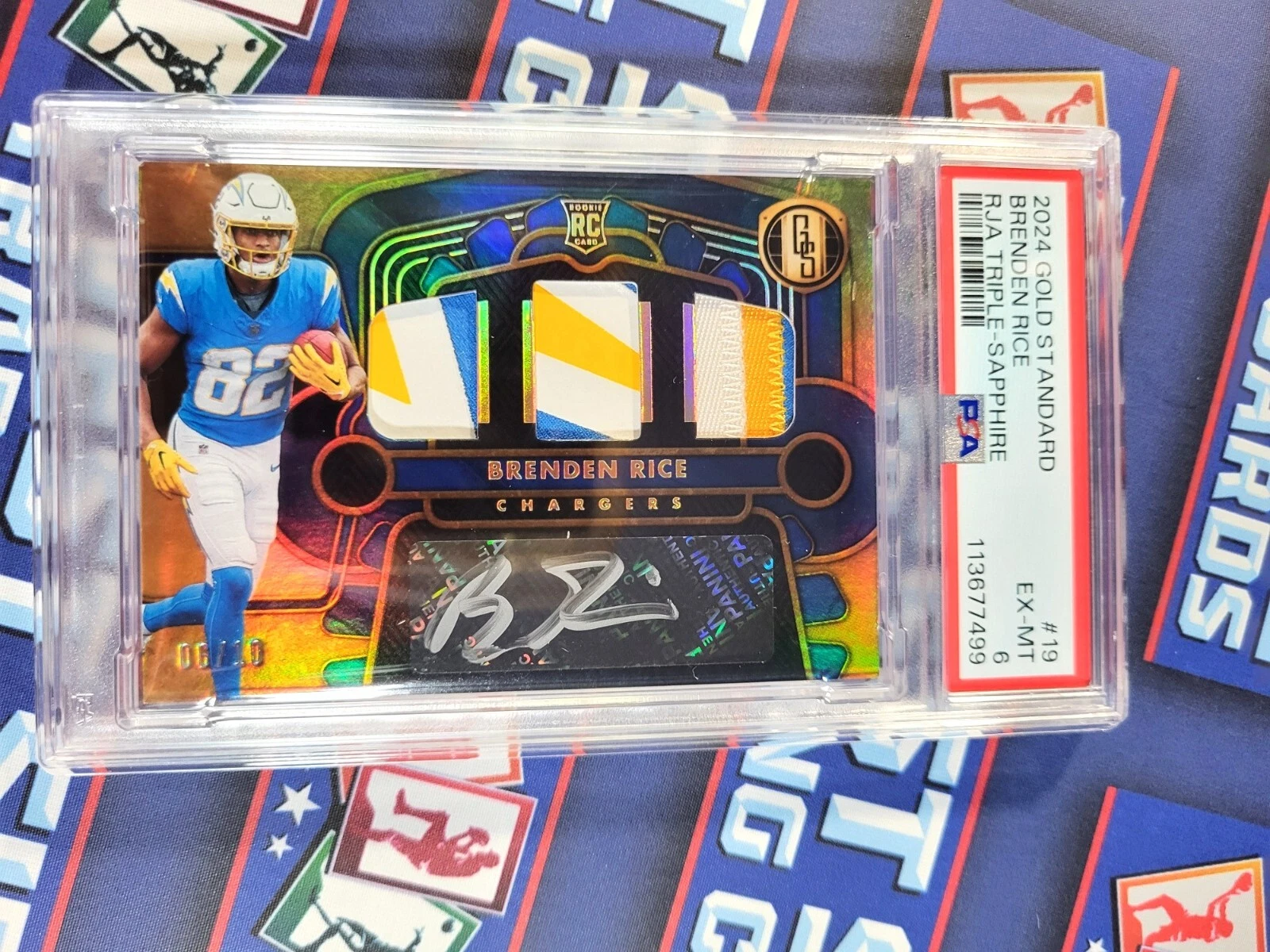 Brenden Rice Panini Gold Standard Rookie Jersey Autographs Triple #19 Sapphire