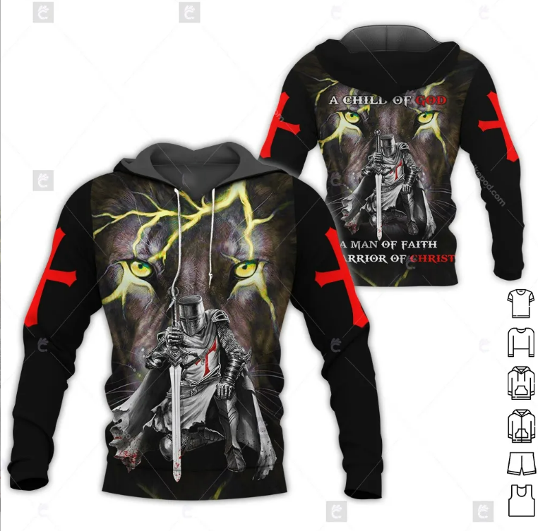 A Child Of God A Man Of Faith A Warrior Of Christ Lion Hoodie 3d - all printed