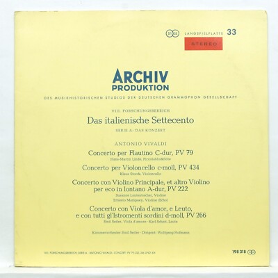 LAUTENBACHER, STORCK - VIVALDI the italian settecento ARCHIV SAPM LP EX++