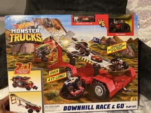 hot wheels monster trucks downhill race