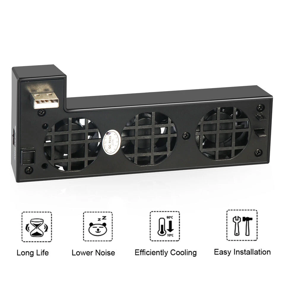 Game Machine Cooling Fan w/3 Fans for Xbox One X Game Console Accessories Black - Image 4 of 4