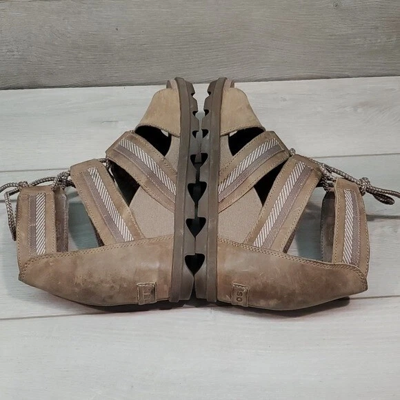 sorel ankle leather lace up wedge shoes
