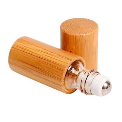Tragbare natürliche Bambus leere ätherische Öl Roller Flaschen Roll On Flaschen 5ml