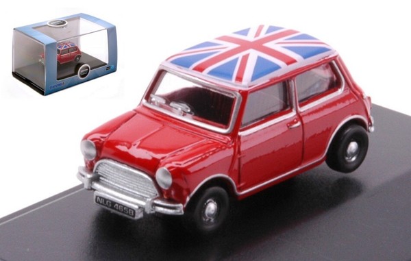 Oxford 1/76 Austin Mini Rot / Union Jack Modellbau Statisches Modell Diecast-image