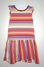 Cute Girls TEA COLLECTION Dress, Size 6 striped pattern with magenta trim