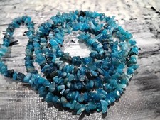 Natural Apatite Chips 3-10x 2.5-5mm, 33" Strand. Deep Sky Blue, Free postage.