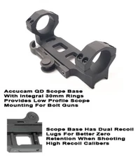 GG&G GGG-1199 Accucam Quick Detach Low Profile Scope Base w/ Integral 30mm Rings
