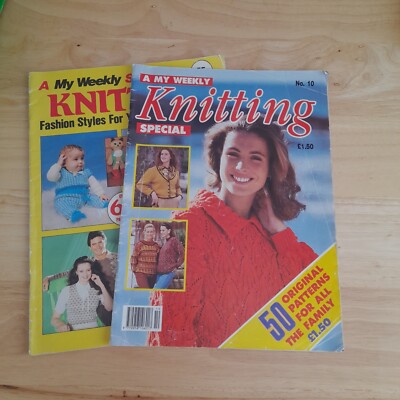 2 Vintage My Weekly Knitting Special Booklets, Pattern Collections, Retro 80er Jahre