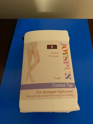 NEW WOMEN'S SIZE SMALL JOYSPUN 2 PACK WHITE /CHINO OPAQUE TIGHTS 60 DENIER