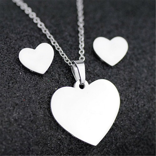 Edelstahl Damen Silber Schmuck Set Anhänger Ohrringe Halskette Charm Geschenk - Bild 8 von 39