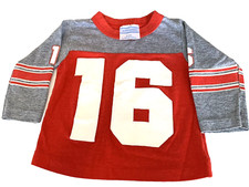 Allison Infant or Doll Athletic Jersey Red/Gray No. 16 Vintage 80s USA