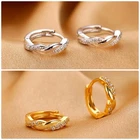 Round Twisted Hoop Cubic Zirconia Earrings Sterling Silver 925 11mm Huggies