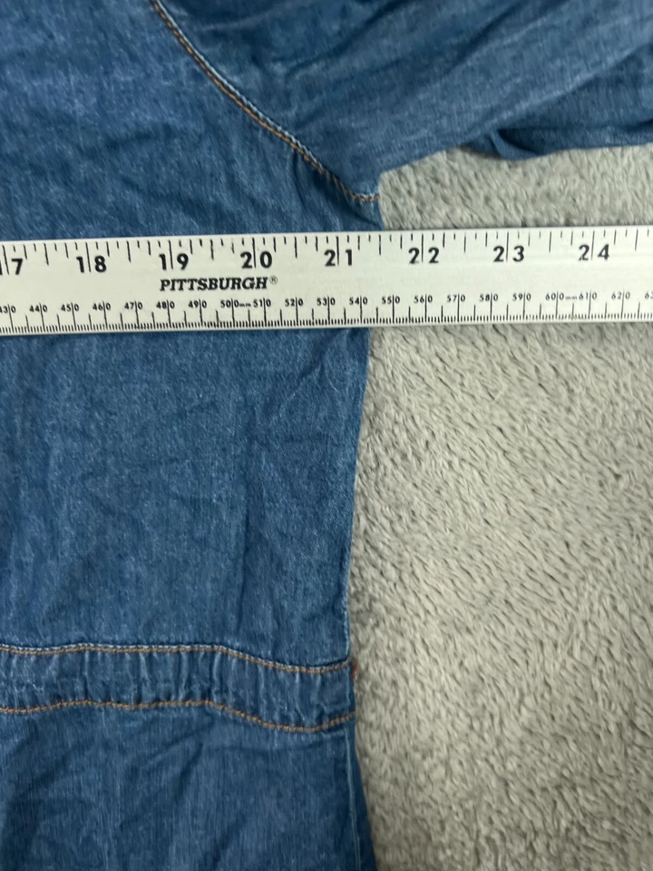 Mini Camisa Vestido I Heart Ronson Para Mujer Grande Azul Imitación Denim Manga Larga Algodón Foto 4 de 4