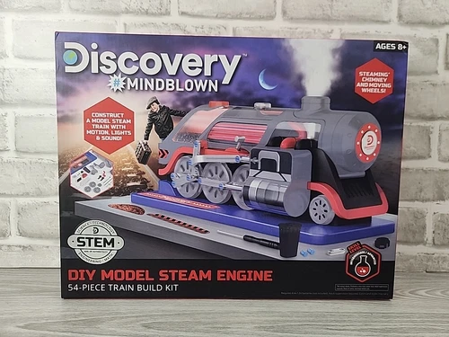 DIY Model Steam Engine 54-Piece Train Build Kit. STEM Authentic. Ages 8+